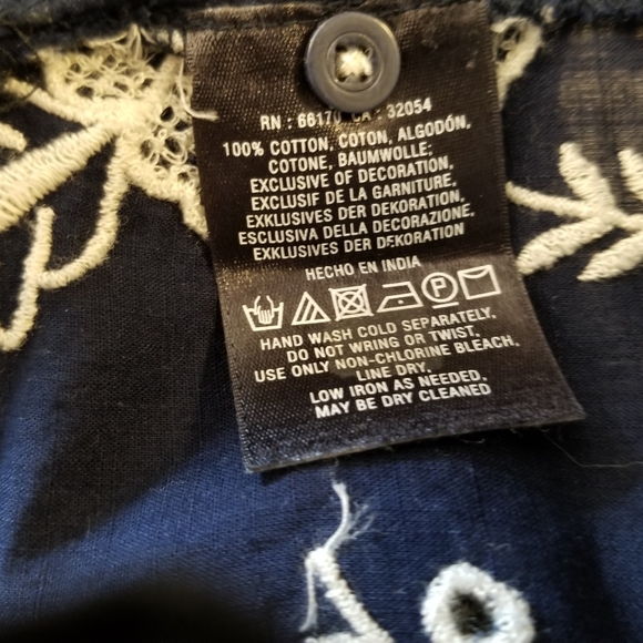 Anthropologie Moulinette Soeurs Navy Blue Embroidered Blouse Tank Size 0 - Picture 8 of 9